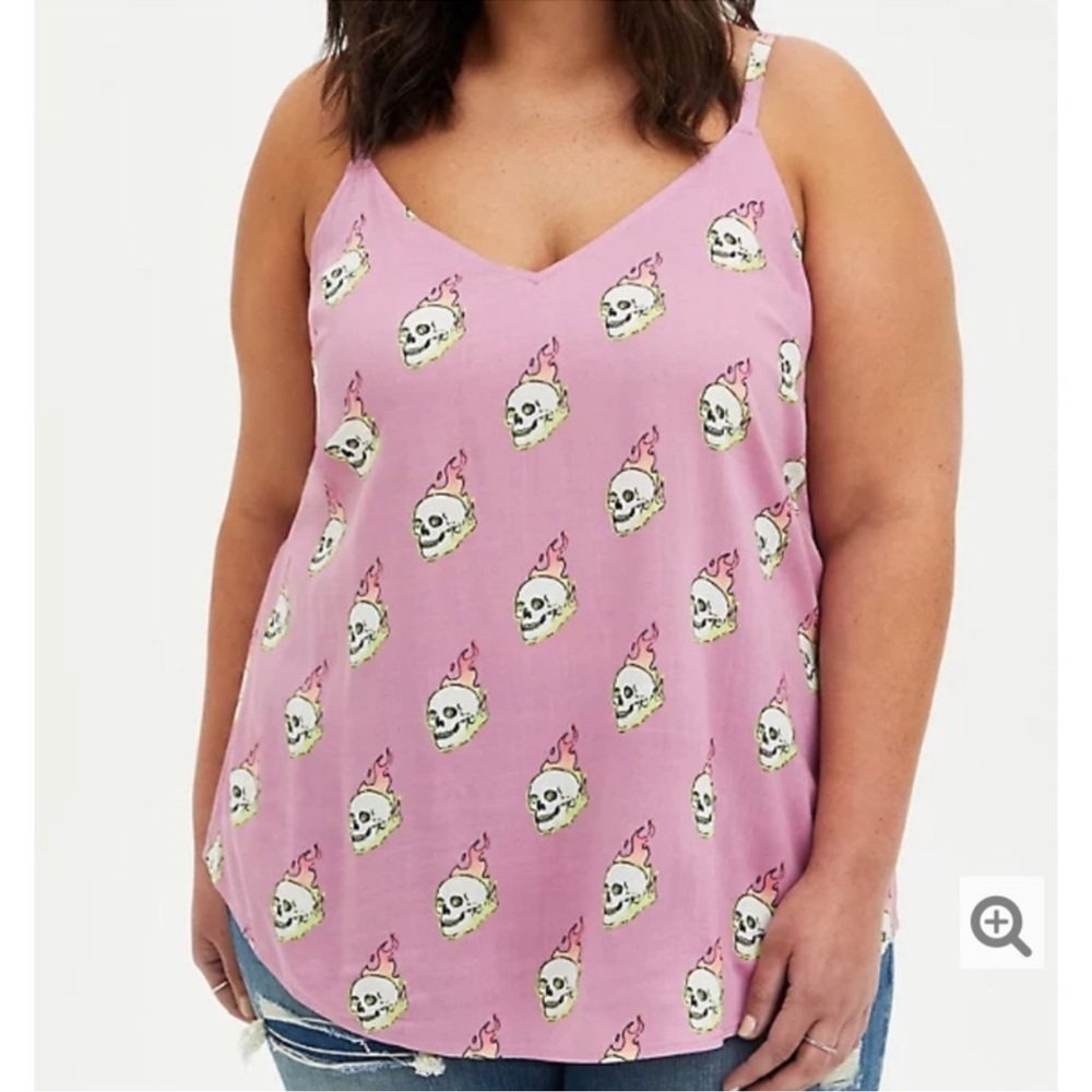 NWT Torrid Ava Skull Flames Linen Cami Sz 1X